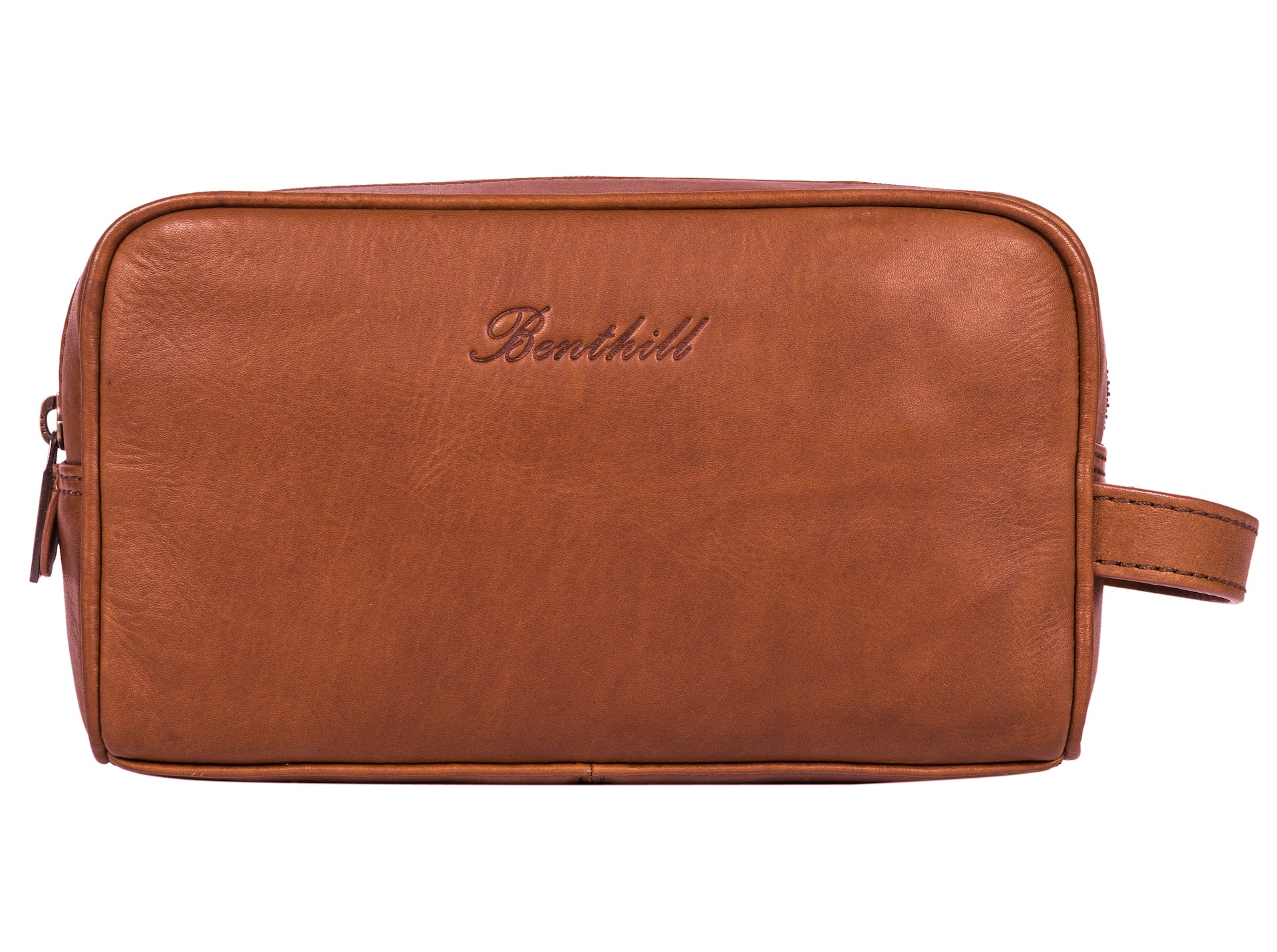 Benthill Kulturtasche Leder - Kosmetiktasche aus weichem hochwertigem Echtleder - Vintage Travel Beutel