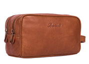 Benthill Kulturtasche Leder - Kosmetiktasche aus weichem hochwertigem Echtleder - Vintage Travel Beutel