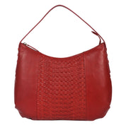 Benthill Schultertasche Damen Echt Leder | Henkeltasche aus hochwertigem Rindsleder | Kleine Vintage Hobo Bag Beutel mit geflochtenem Muster