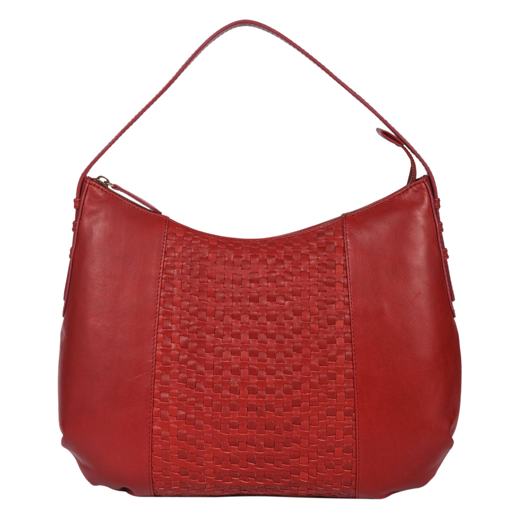 Benthill Schultertasche Damen Echt Leder | Henkeltasche aus hochwertigem Rindsleder | Kleine Vintage Hobo Bag Beutel mit geflochtenem Muster