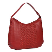 Benthill Schultertasche Damen Echt Leder | Henkeltasche aus hochwertigem Rindsleder | Kleine Vintage Hobo Bag Beutel mit geflochtenem Muster