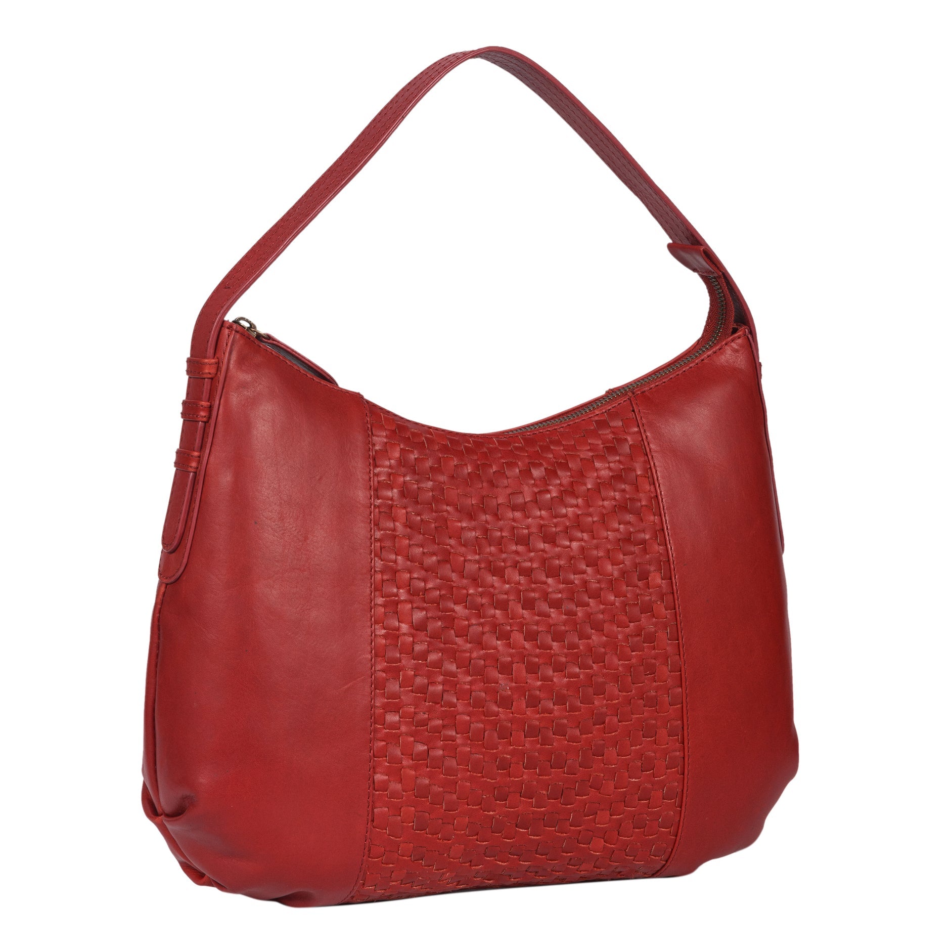 Benthill Schultertasche Damen Echt Leder | Henkeltasche aus hochwertigem Rindsleder | Kleine Vintage Hobo Bag Beutel mit geflochtenem Muster