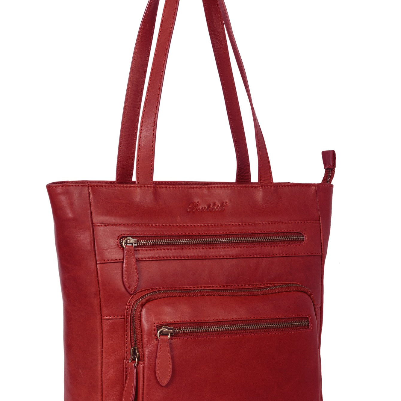 Benthill Schultertasche Damen Echt Leder | Shopper aus echtem Rindsleder | Vintage Handtasche mit vielen Fächern | Damen-Leder-Tasche | Beutel