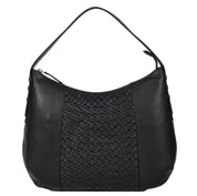 Benthill Schultertasche Damen Echt Leder | Henkeltasche aus hochwertigem Rindsleder | Kleine Vintage Hobo Bag Beutel mit geflochtenem Muster