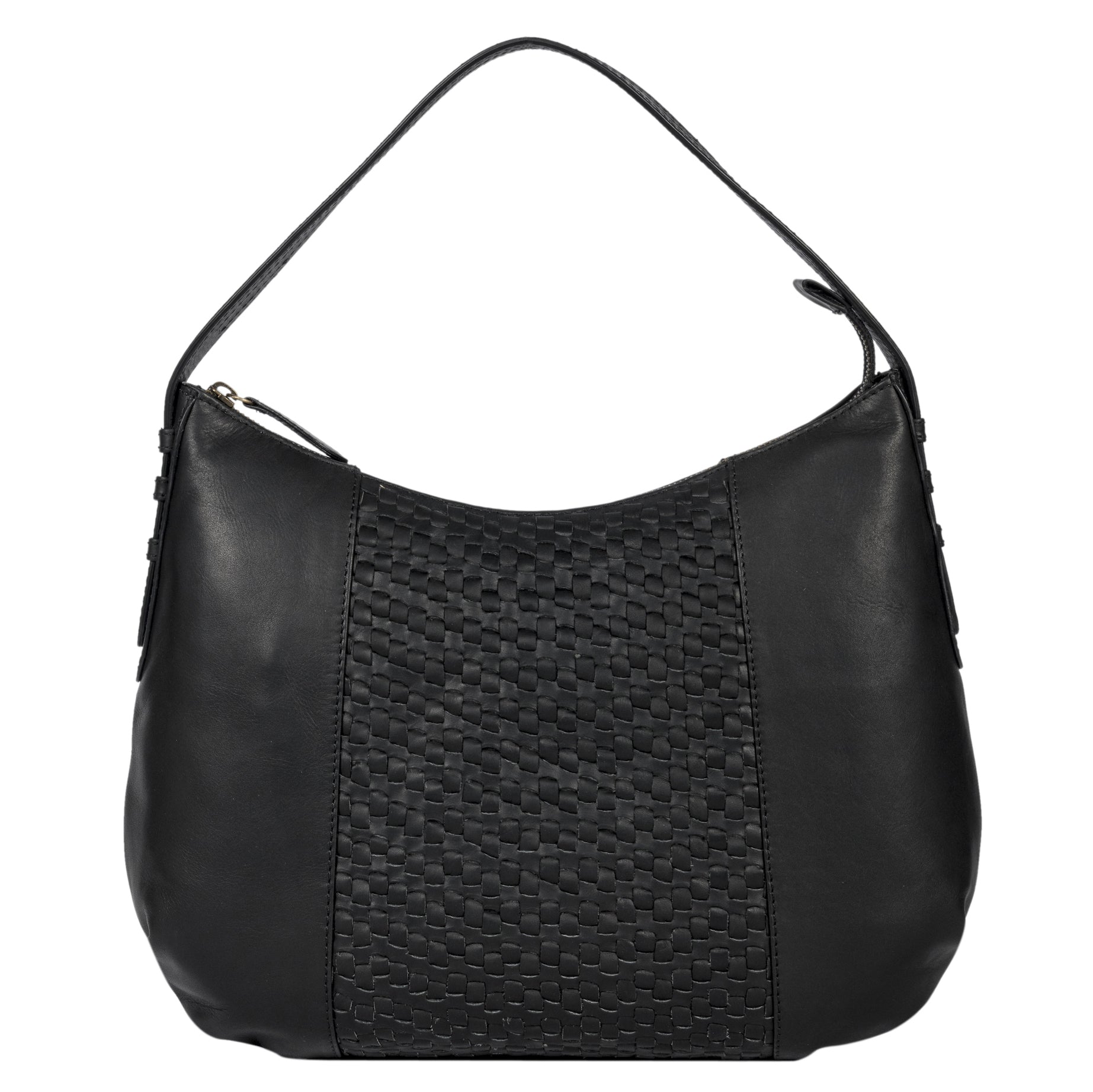 Benthill Schultertasche Damen Echt Leder | Henkeltasche aus hochwertigem Rindsleder | Kleine Vintage Hobo Bag Beutel mit geflochtenem Muster