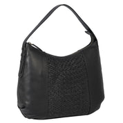 Benthill Schultertasche Damen Echt Leder | Henkeltasche aus hochwertigem Rindsleder | Kleine Vintage Hobo Bag Beutel mit geflochtenem Muster