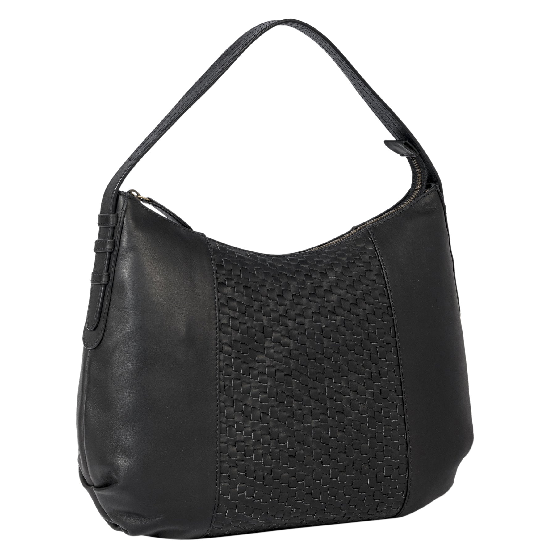 Benthill Schultertasche Damen Echt Leder | Henkeltasche aus hochwertigem Rindsleder | Kleine Vintage Hobo Bag Beutel mit geflochtenem Muster