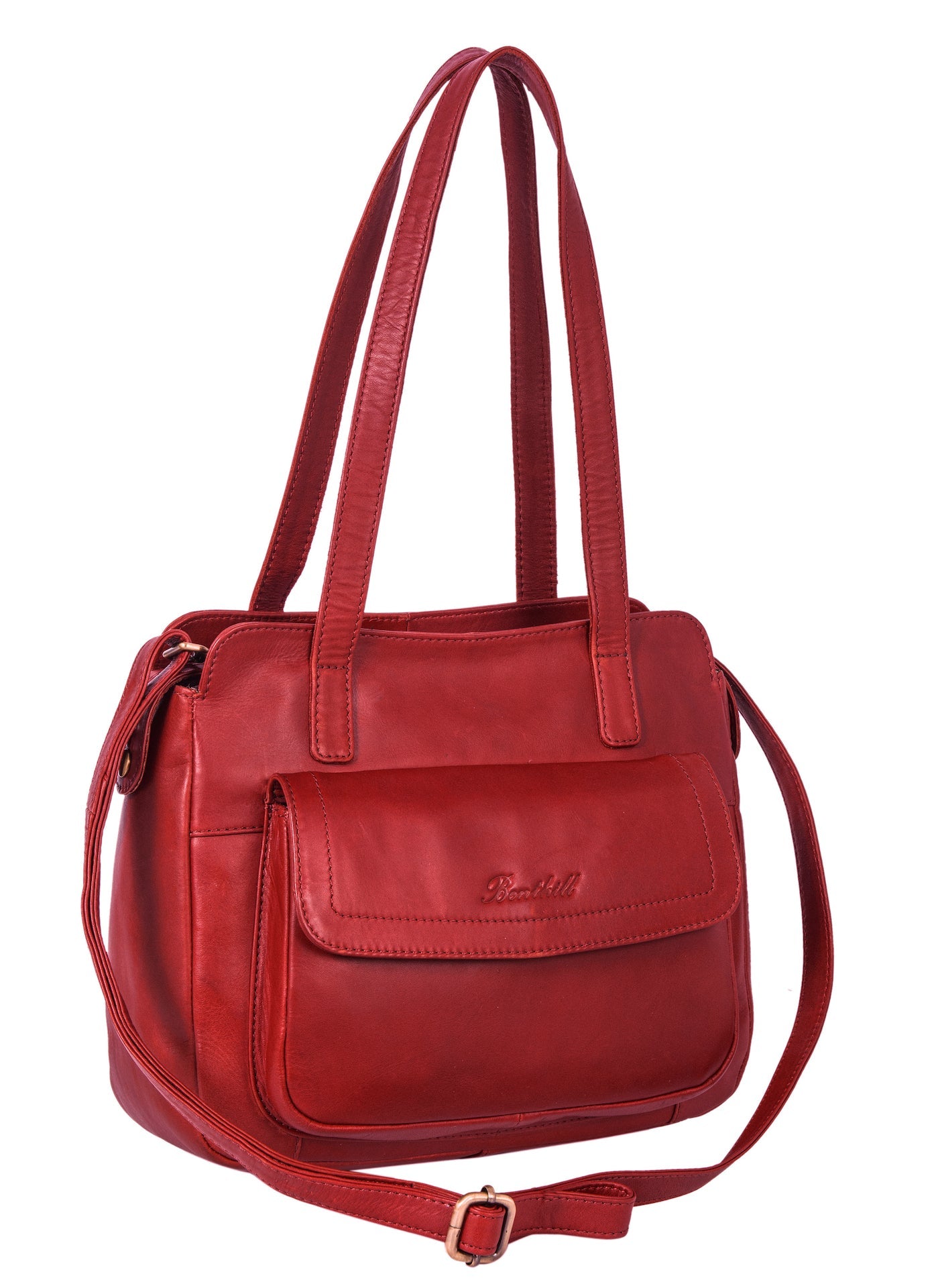 Benthill Handtaschen Damen Leder | Henkeltasche mit Umhängegurt | Vintage Echt Leder Damentasche | Umhängetasche