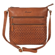 Benthill Echt Leder Umhängetasche | Damen Schultertasche aus Rindsleder | Schmale Vintage Damen Handtasche mit geflochtenem Muster