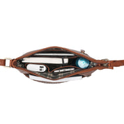 Benthill Echt Leder Umhängetasche | Damen Schultertasche aus Rindsleder | Schmale Vintage Damen Handtasche mit geflochtenem Muster