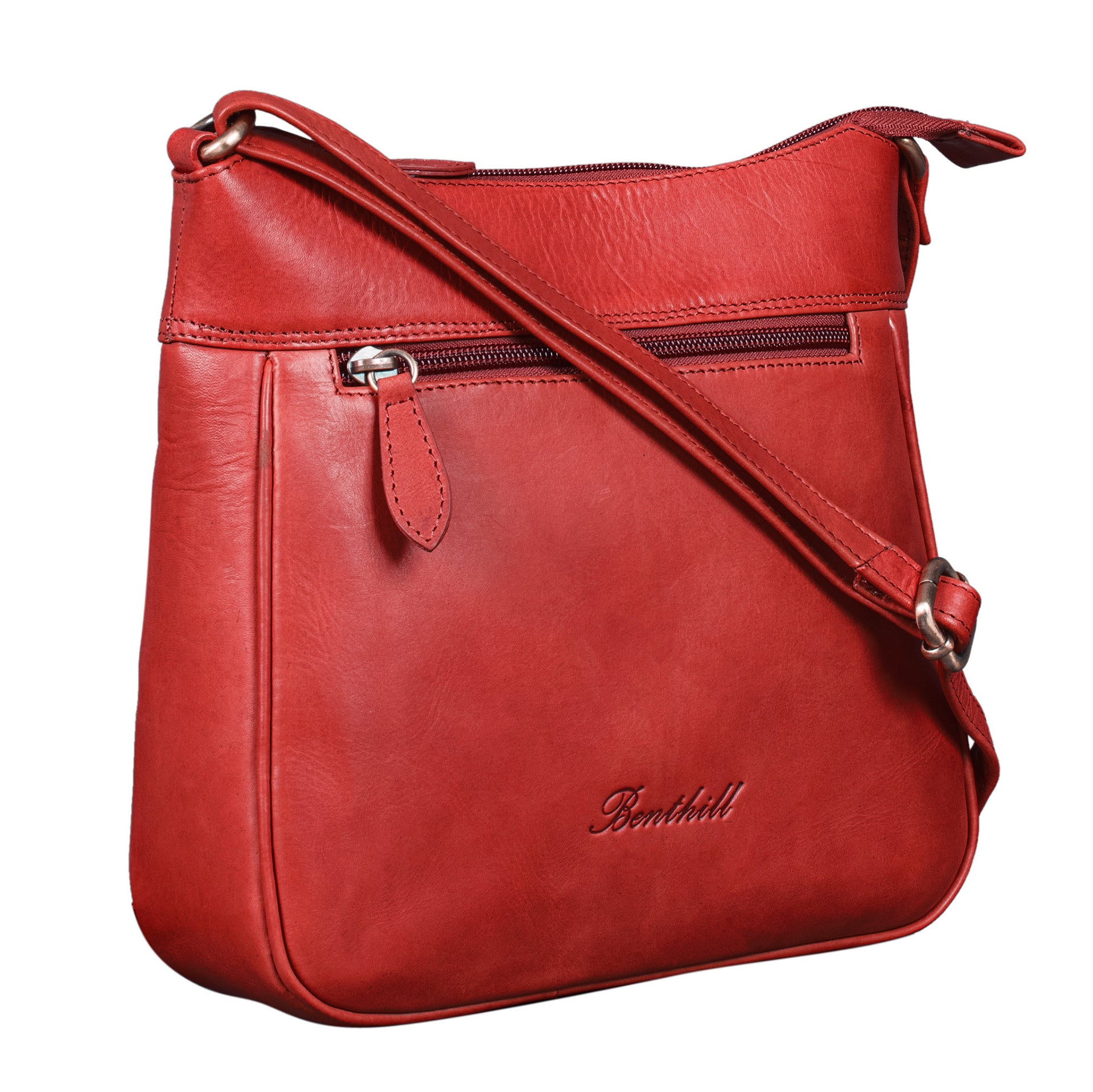 Benthill Umhängetasche Damen Echt Leder - Frauen Schultertasche Leder - Schmale Vintage Damen Handtasche