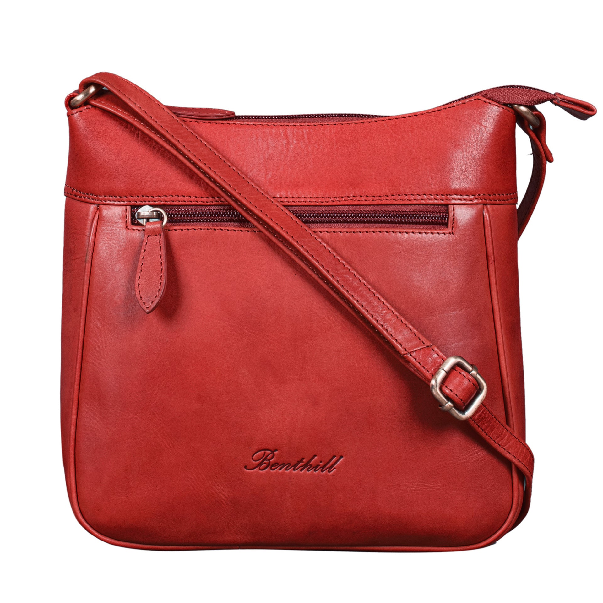 Benthill Umhängetasche Damen Echt Leder - Frauen Schultertasche Leder - Schmale Vintage Damen Handtasche