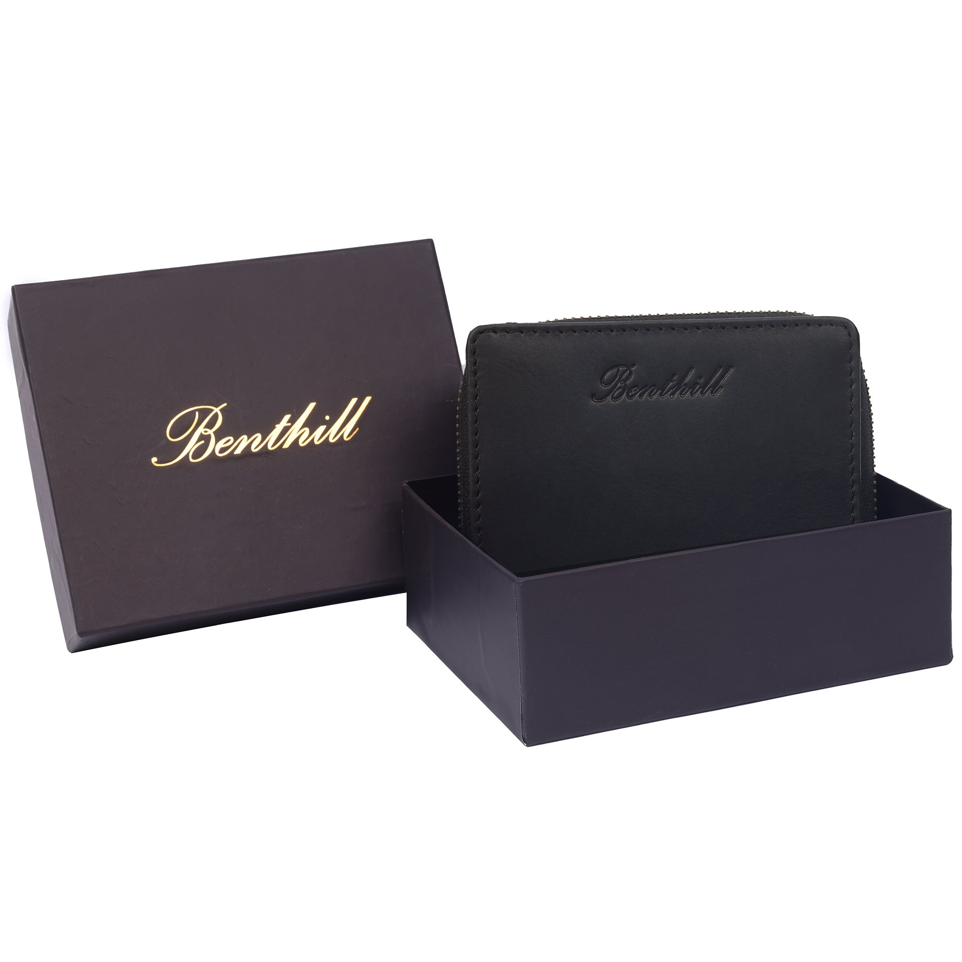 Benthill Kleine Geldbörse Echt Leder | Damen & Herren Portemonnaie mit RFID Schutz | 8 Kartenfächer | Slim-Wallet inkl. Geschenkbox
