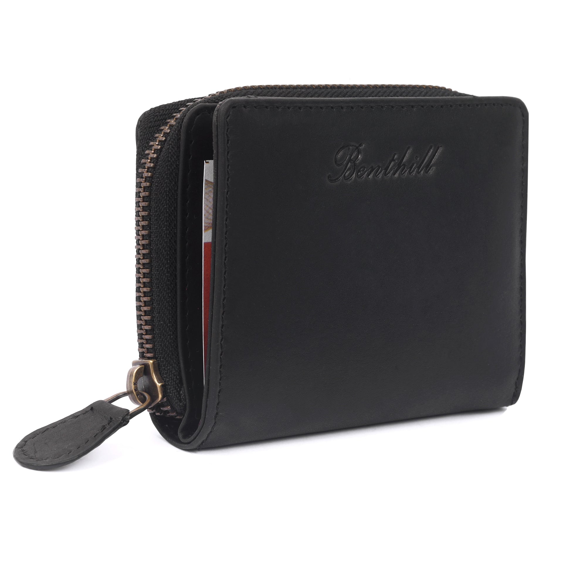 Benthill Kleine Geldbörse Echt Leder | Damen & Herren Portemonnaie mit RFID Schutz | 8 Kartenfächer | Slim-Wallet inkl. Geschenkbox