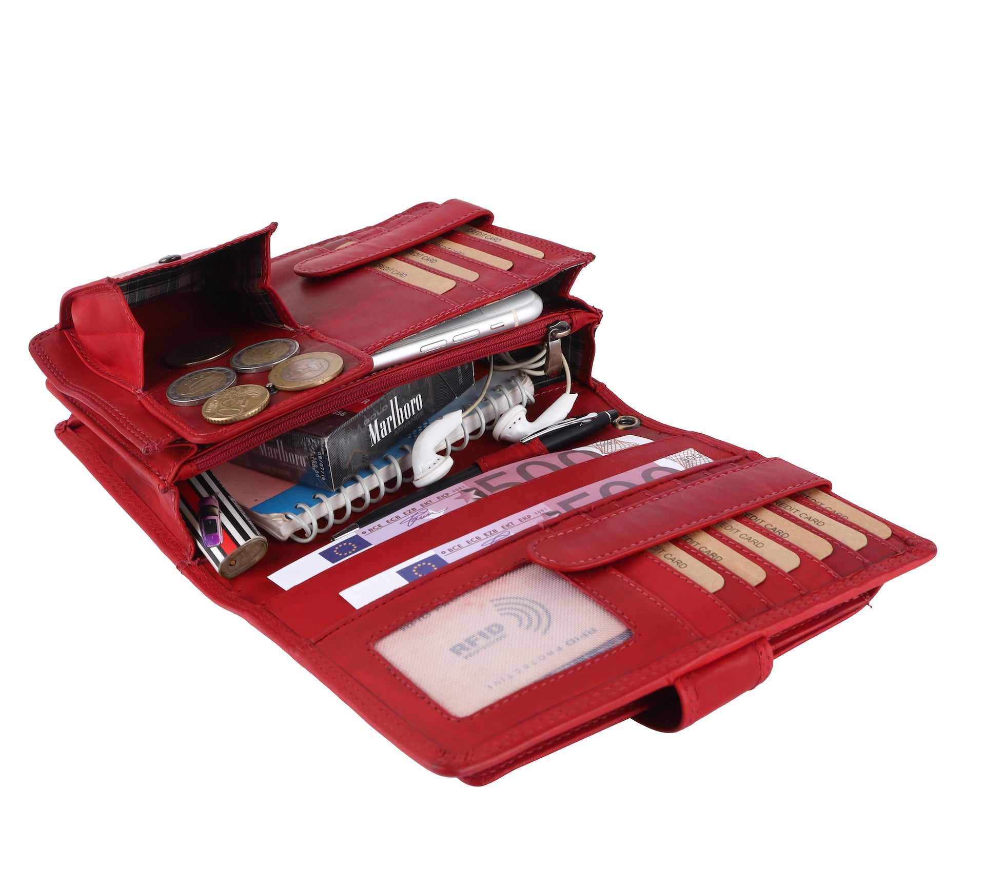 Benthill Reisebrieftasche Echt Leder - Hochwertige Dokumententasche mit RFID Schutz | Damen & Herren Handgelenktasche | Organizer - Brieftasche - Travel Wallet inkl. Geschenkbox