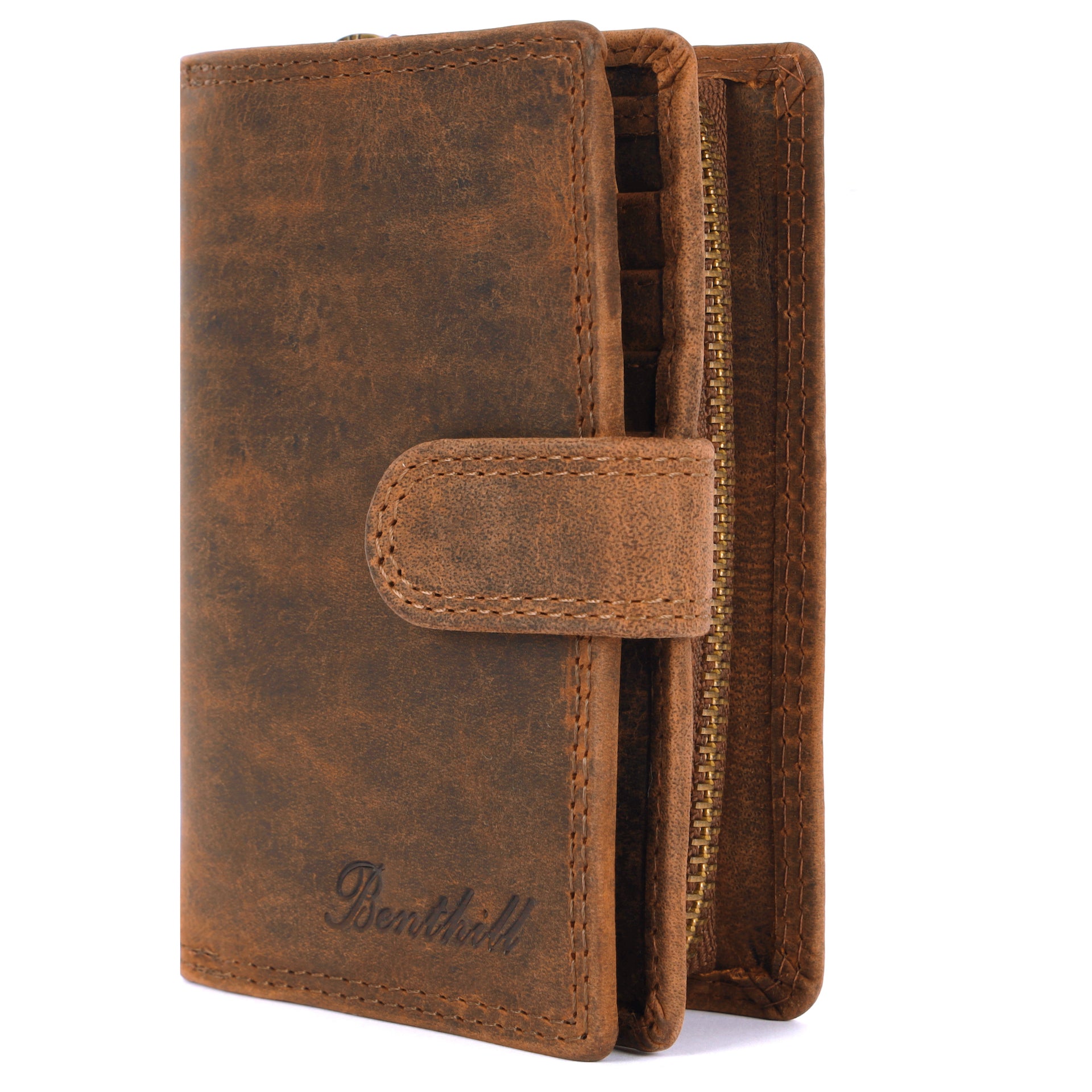 Benthill Portemonnaie Echt-Leder | Damen Geldbeutel mit RFID Schutz | Frauen Geldbörse Leder | Vintage Damenbörse inkl. Geschenkbox