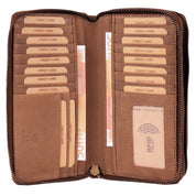 Benthill Geldbörse Groß Leder | Geldbeutel Gross XXL Echtleder | Portemonnaie Frauen mit RFID Schutz | Vintage Portmonee mit vielen Kartenfächer inkl. Geschenkbox