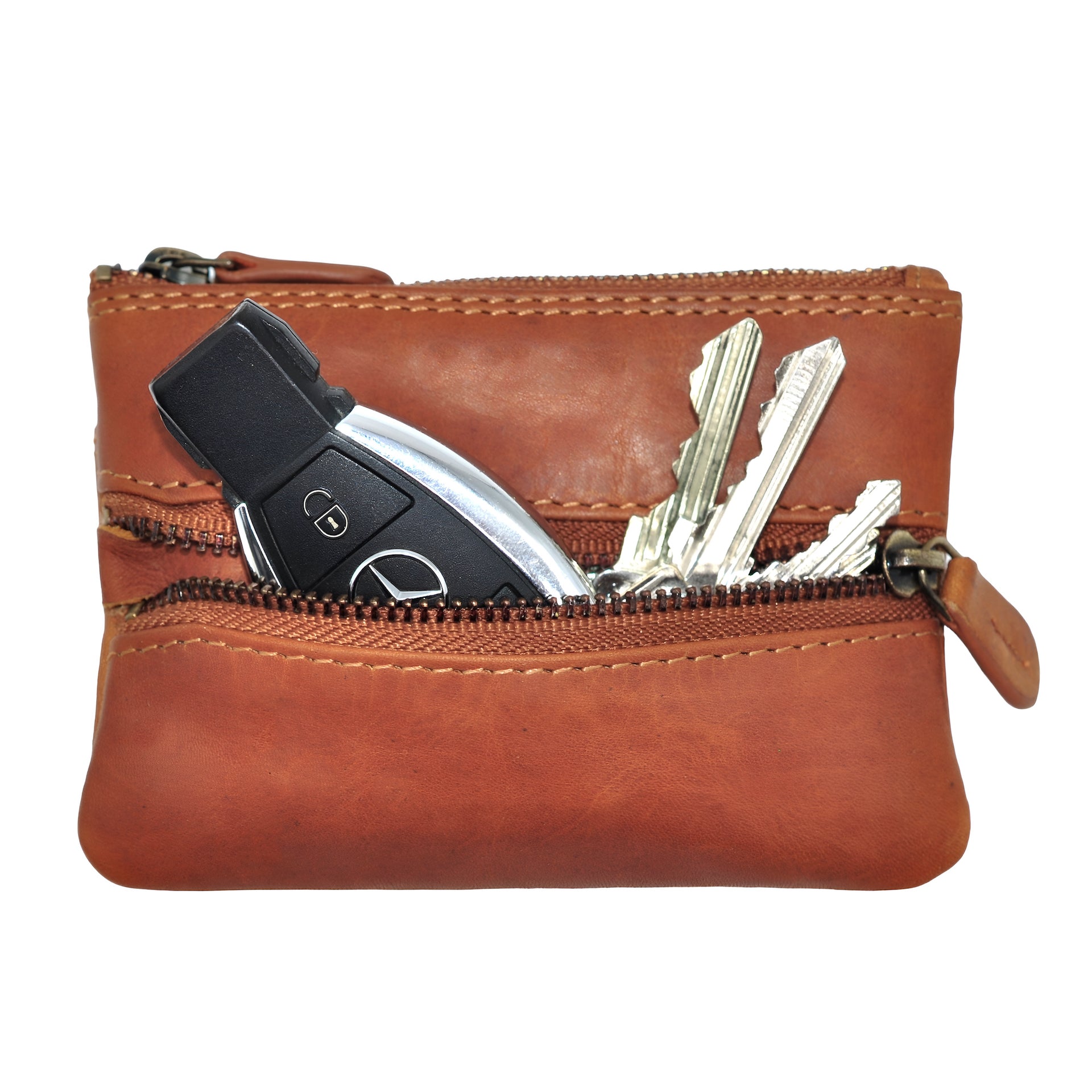 Benthill Schlüsseletui Leder | Schlüsseltasche Echt Leder | Kleines Schlüsselmäppchen für Damen & Herren inkl. Geschenkbox