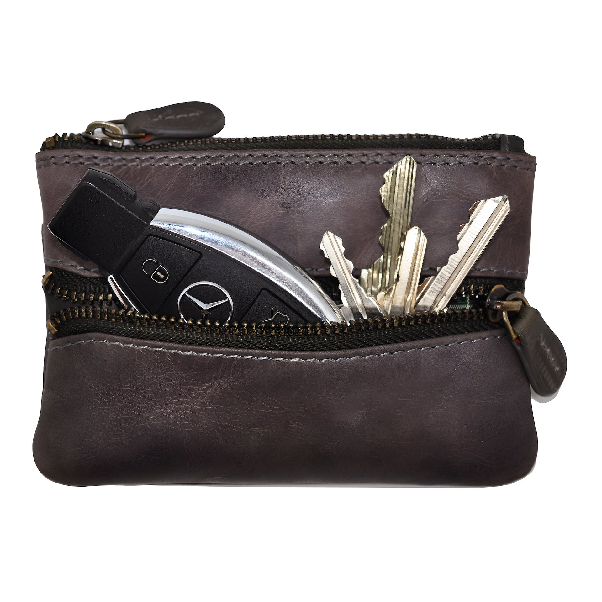 Benthill Schlüsseletui Leder | Schlüsseltasche Echt Leder | Kleines Schlüsselmäppchen für Damen & Herren inkl. Geschenkbox