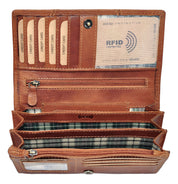 Benthill Portemonnaie Damen Leder - Hochwertige weiche Vintage EchtLeder Damen Geldbörse mit RFID Schutz - Grosse Damenbörse lang - Frauen Portmonee inkl. Geschenkbox
