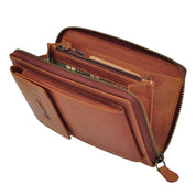 Benthill Damen Handy Umhängetasche Leder - RFID Portemonnaie aus echtem Rindsleder - Frauen Vintage Leder Geldbörse - Handtasche - Schultertasche