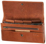 Benthill Leder Reisebrieftasche - Schmale Dokumententasche - RFID Echt Leder Geldbörse / Travel Wallet - Reise Portemonnaie