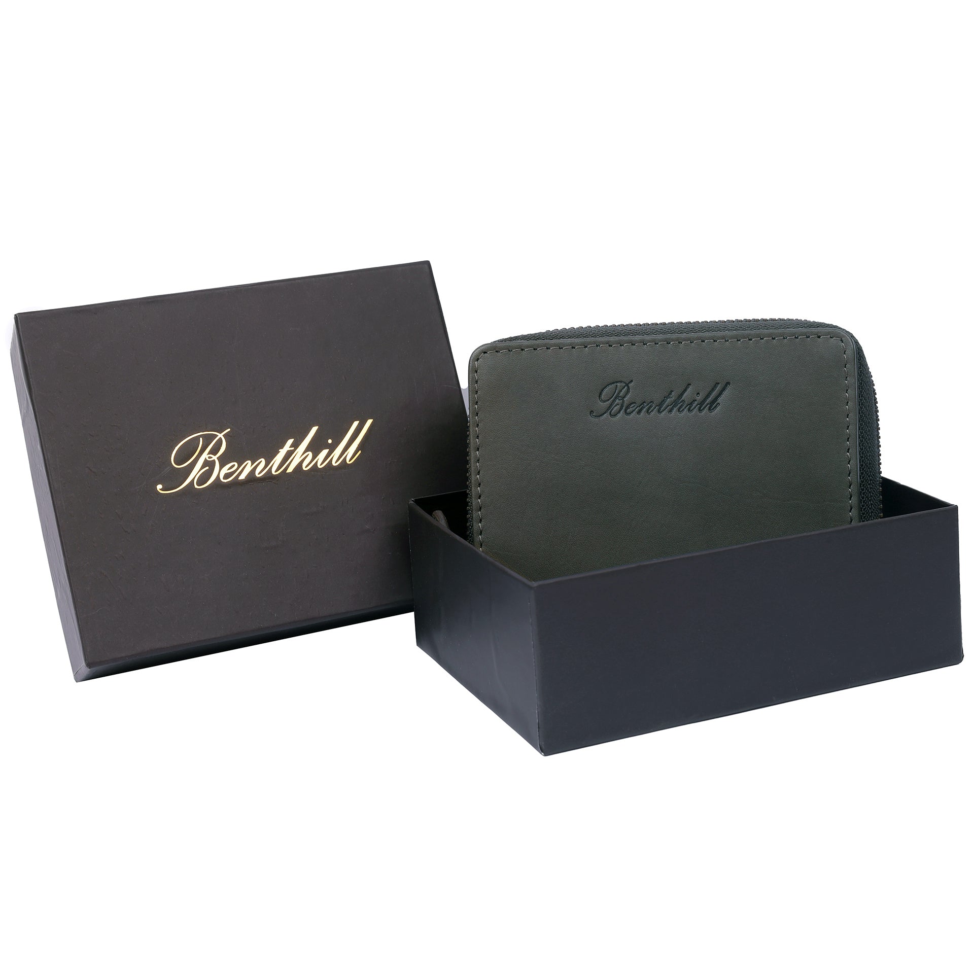 Benthill Kleine Geldbörse Echt Leder | Damen & Herren Portemonnaie mit RFID Schutz | 8 Kartenfächer | Slim-Wallet inkl. Geschenkbox