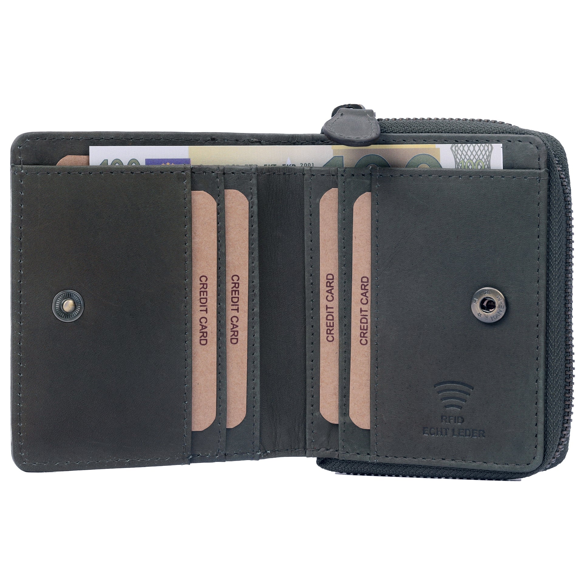 Benthill Kleine Geldbörse Echt Leder | Damen & Herren Portemonnaie mit RFID Schutz | 8 Kartenfächer | Slim-Wallet inkl. Geschenkbox
