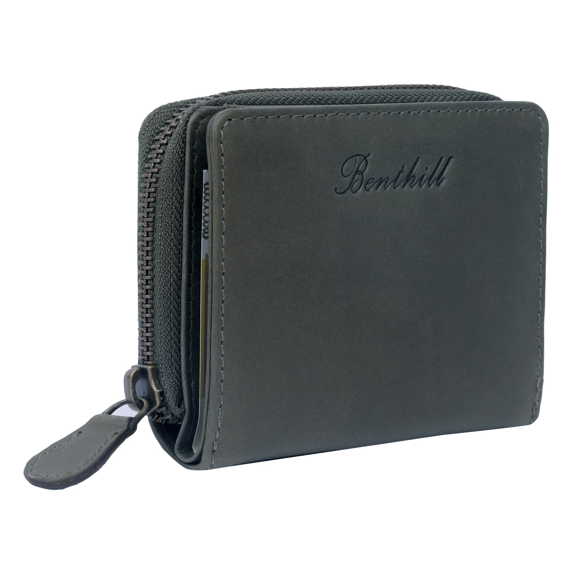 Benthill Kleine Geldbörse Echt Leder | Damen & Herren Portemonnaie mit RFID Schutz | 8 Kartenfächer | Slim-Wallet inkl. Geschenkbox