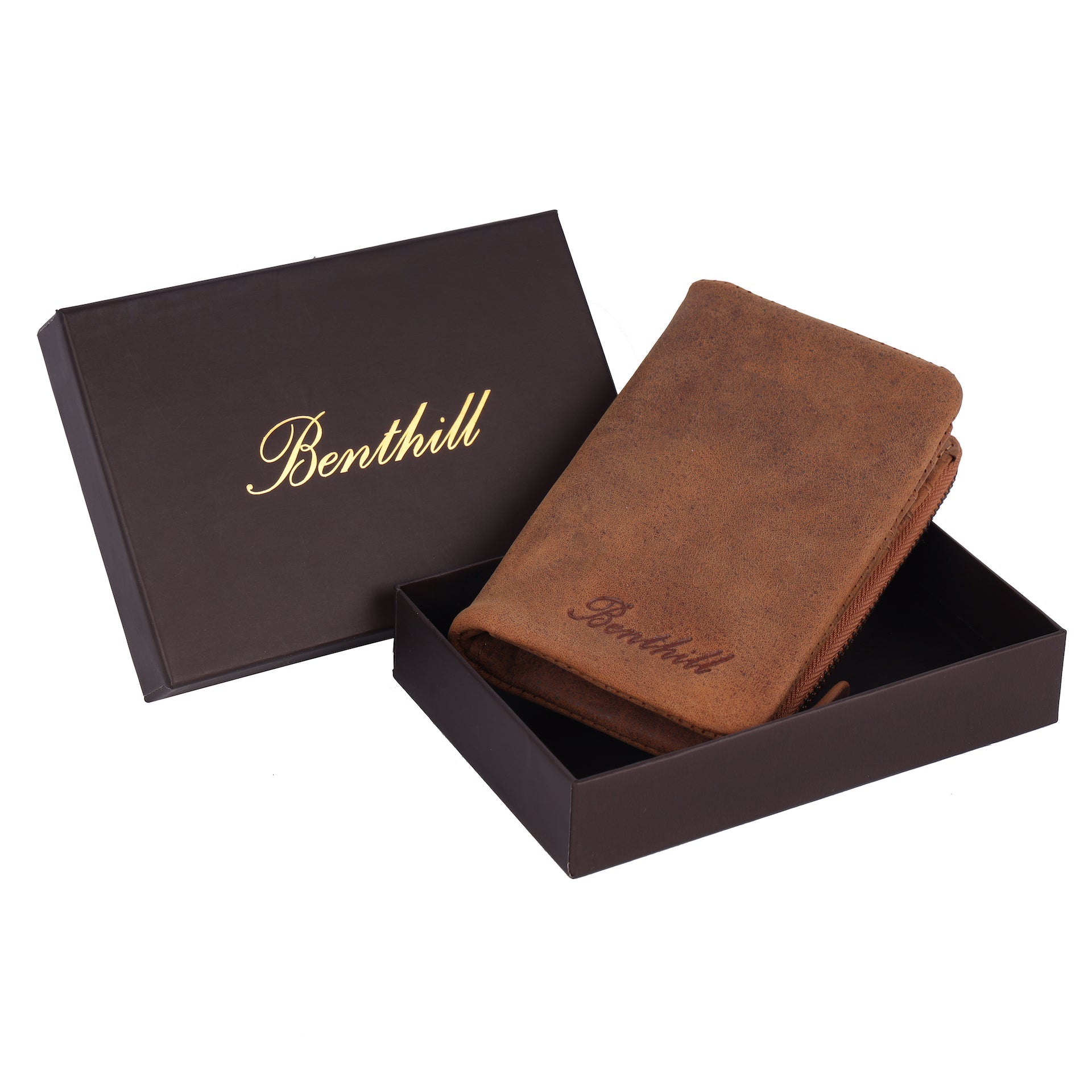 Benthill Kleiner Geldbeutel Leder | Mini Geldbörse Damen mit RFID Schutz | Portmonee mit 6 Kartenfächer | Mini-Börse aus Echtleder | Portemonnaie inkl. Geschenkbox